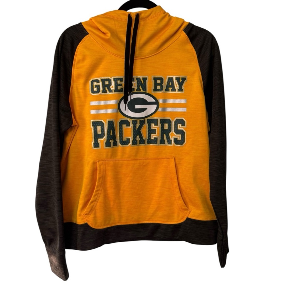 Green Bay Packers NFL Teens Hoodie Sweatshirt Gold Black Pullover Logo Fan Gear